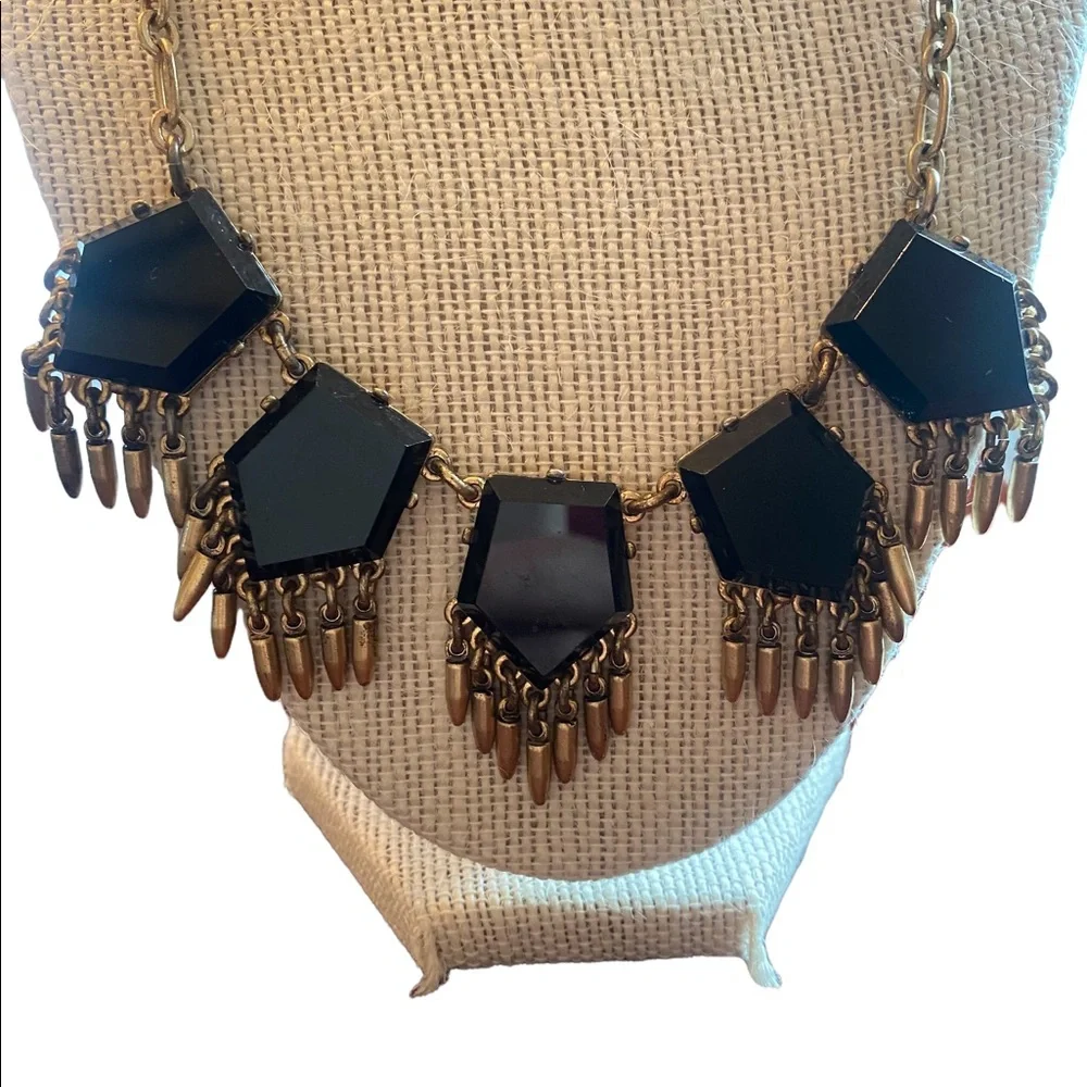 J Crew Vintage Gold and Black Adjustable Necklace